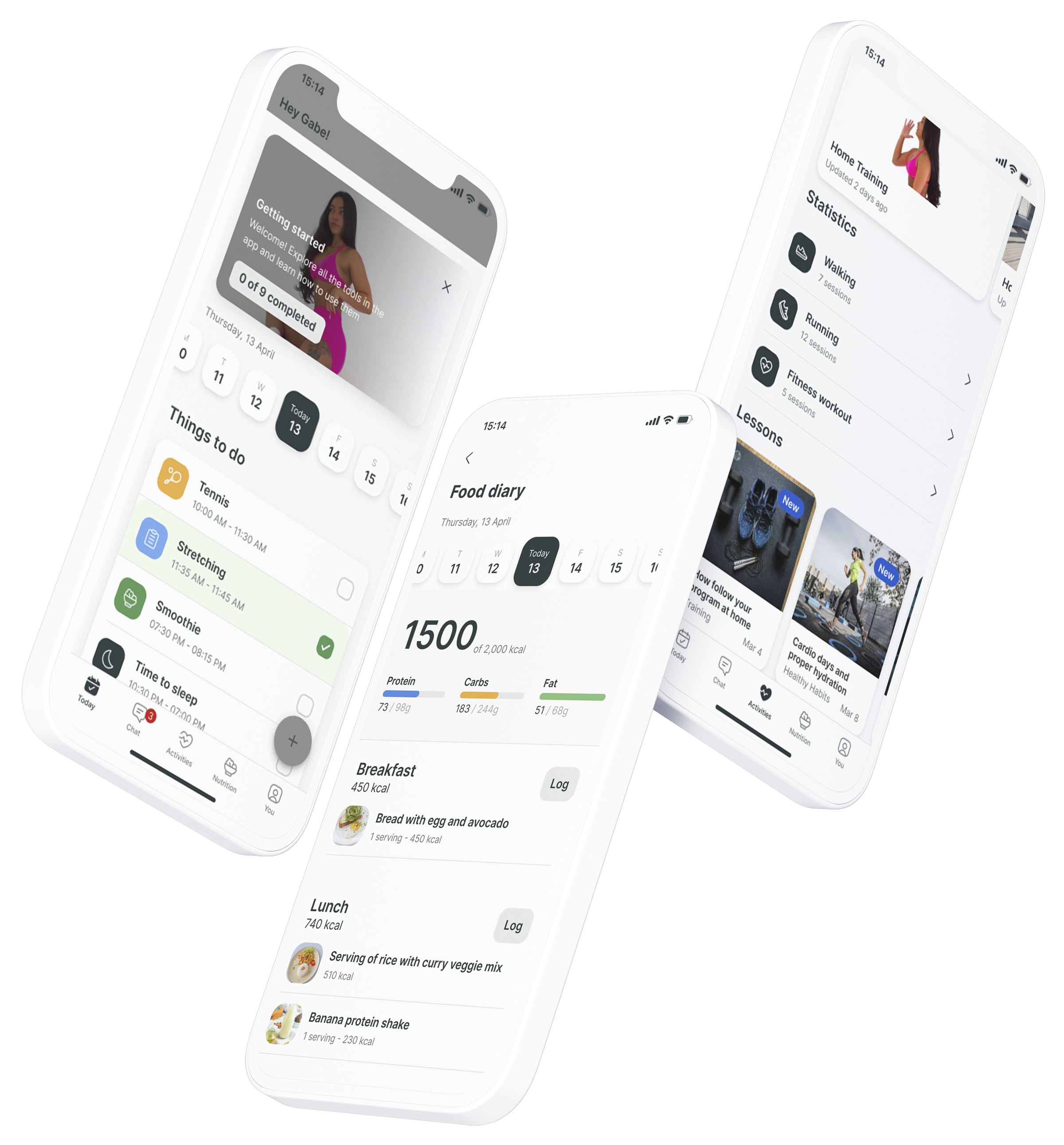 A mockup of the coaching app showcasing the features.